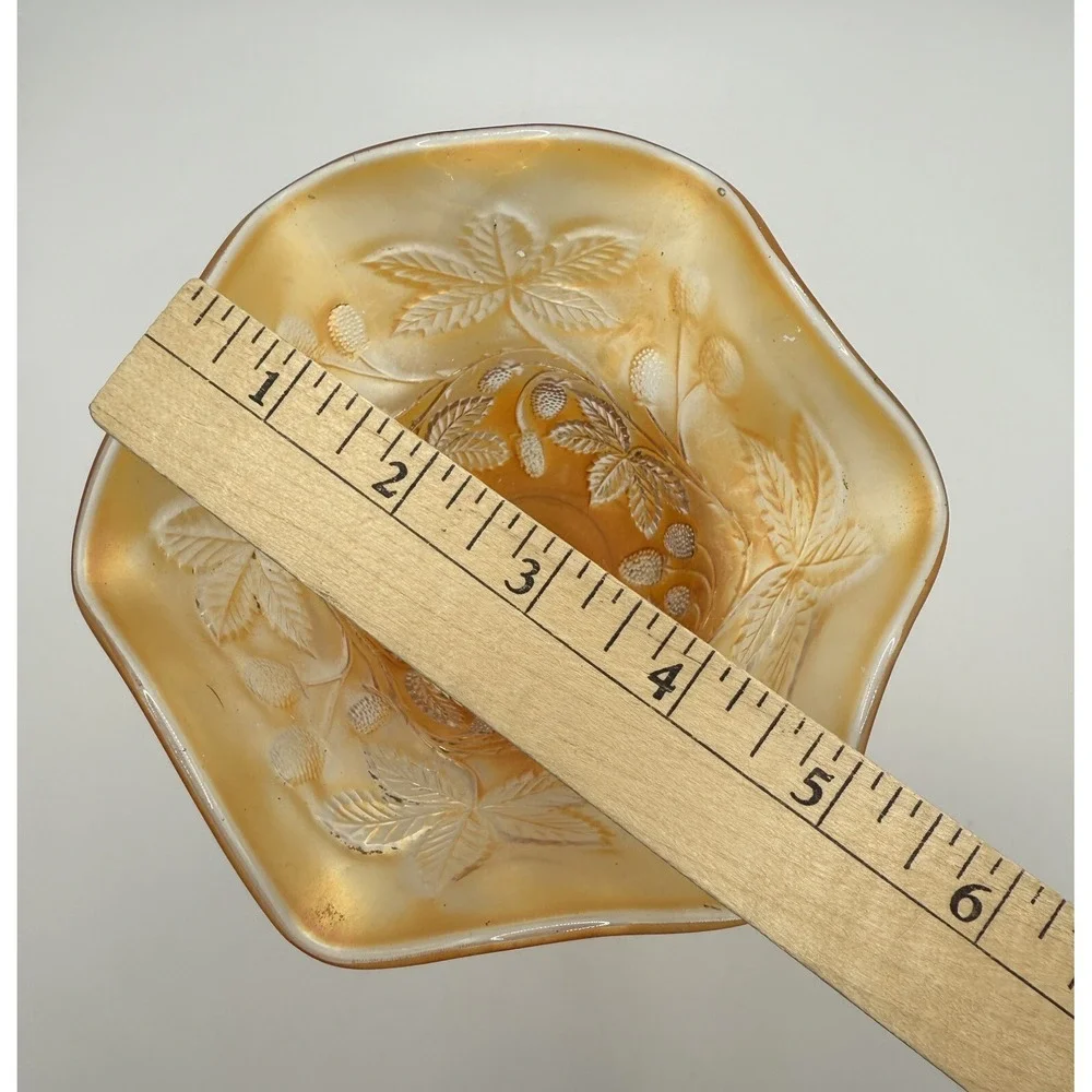 FENTON - Marigold Orange Compote Carnival Glass Crimped Ruffled Edge Footed Bowl